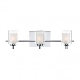 Quoizel Kolt 3 Light Bathroom Wall Light In Polished Chrome With Glass Shades