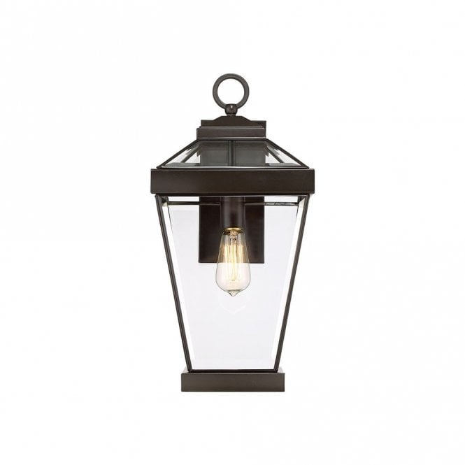 Quoizel  Ravine Large Outdoor Wall Lantern in Western Bronze Finish with Clear Bevelled Glass
