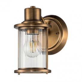 Quoizel Riggs Single Light Bathroom Wall Light In Weathered Brass With Clear Glass