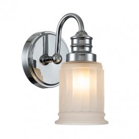 Quoizel Swell Single Light Bathroom Wall Light In Polished Chrome Finish With Opal Glass