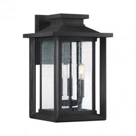 Quoizel Wakefield 3 Light Large Outdoor Wall Lantern in Black Finish with Clear Seeded Glass