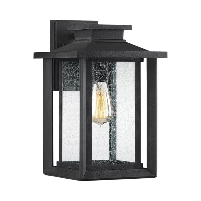 Quoizel Wakefield Single Light Medium Outdoor Wall Lantern in Black Finish with Clear Seeded Glass
