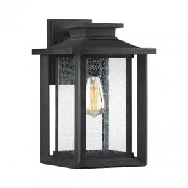 Quoizel Wakefield Single Light Medium Outdoor Wall Lantern in Black Finish with Clear Seeded Glass