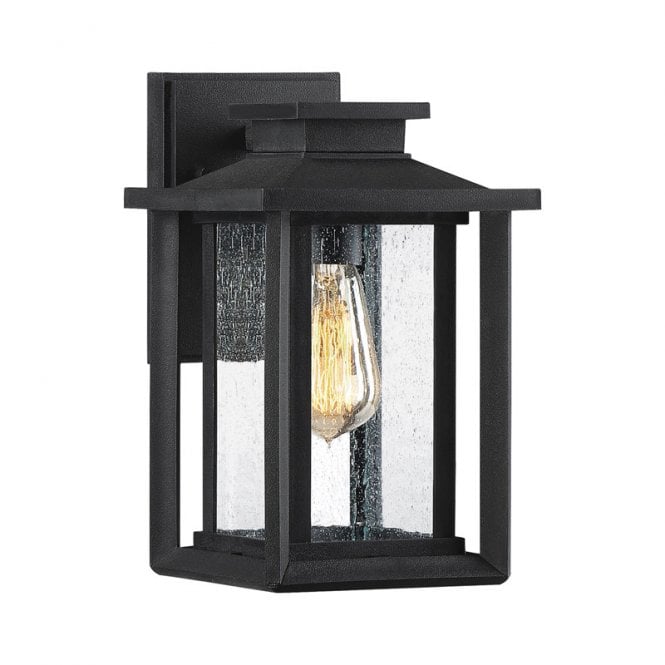 Quoizel  Wakefield Single Light Small Outdoor Wall Lantern in Black Finish with Clear Seeded Glass