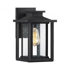 Quoizel Wakefield Single Light Small Outdoor Wall Lantern in Black Finish with Clear Seeded Glass