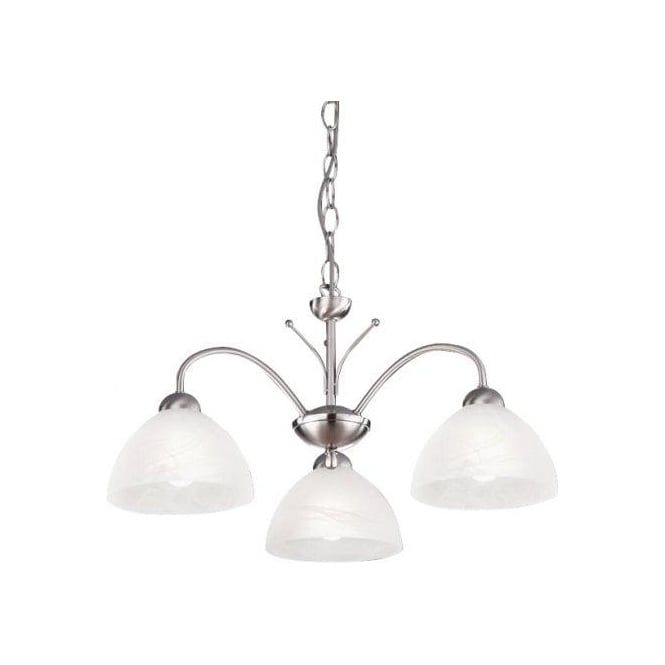 Searchlight Lighting 1133-3SS Milanese 3 Light Ceiling Fitting with Alabaster Glass and Satin Silver Finish
