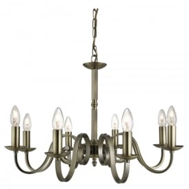 1508-8AB Richmond 8 Light Ceiling Fitting In Antique Brass Finish With Candle Style Sconces