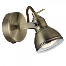 1541AB Focus Switched Single Light Spotlight Fixture in Antique Brass