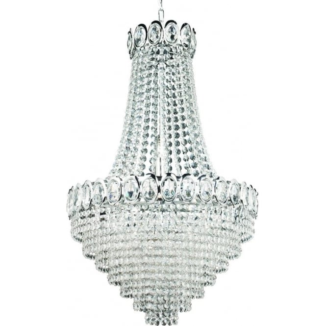 Searchlight Lighting 1711-11CC Louis Philipe 11 Light Chandelier In Polished Chrome Finish With Crystal Beads
