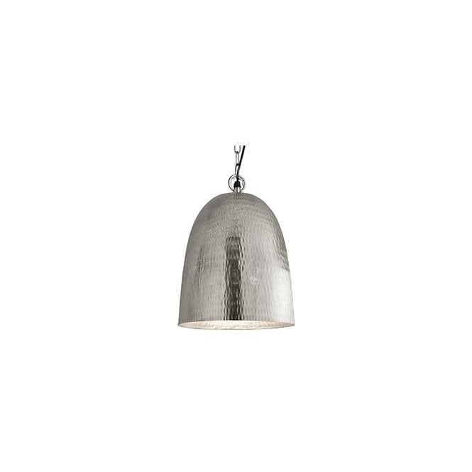 Searchlight Lighting 2093-35SS Large Hammered Single Light Matt Nickel Ceiling Pendant