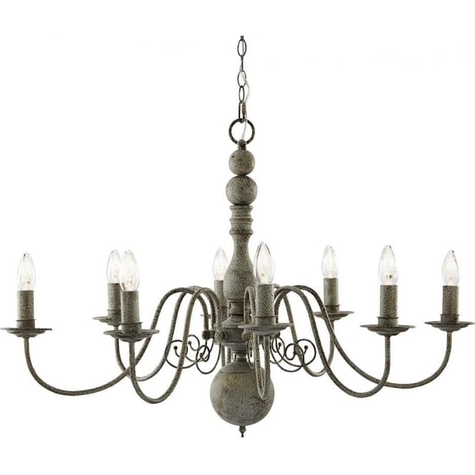 Searchlight Lighting 2268-8GY Greythorne 8 Light Metal Ceiling Fitting In Textured Grey Finish