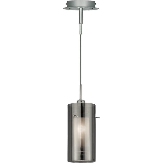 Searchlight Lighting 2301SM Duo 2 Single Light Pendant in Polished Chrome Finish with Smoked Grey Shades