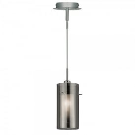 2301SM Duo 2 Single Light Pendant in Polished Chrome Finish with Smoked Grey Shades