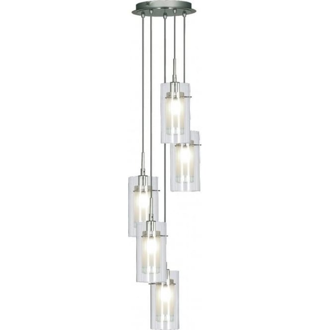 Searchlight Lighting 2305-5 Duo 1 Ceiling Pendant with 5 Lights in Polished Chrome with Glass Shades