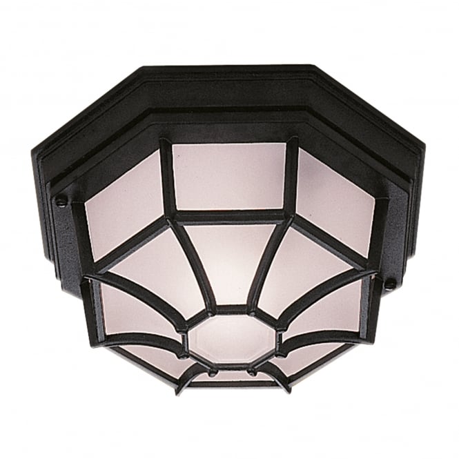 Searchlight Lighting 2942BK Single Light Flush Ceiling Fitting Die Cast Aluminium in Black Finish with Frosted Glass