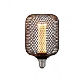 3.5W E27 LED Dimmable Warm White Wire Mesh Effect Drum Bulb In Black - Screw Cap