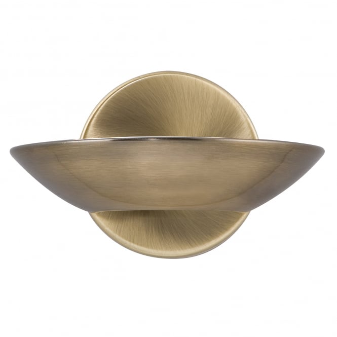 Searchlight Lighting 3209AB LED Single Light Uplight Wall Fitting In Antique Brass Finish With Frosted Glass Diffuser