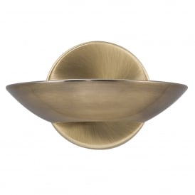 3209AB LED Single Light Uplight Wall Fitting In Antique Brass Finish With Frosted Glass Diffuser