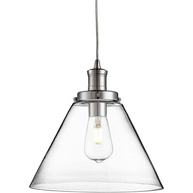 Searchlight Lighting 3228CC Pyramid Single Light Ceiling Pendant in Polished Chrome Finish With Clear Glass Shade