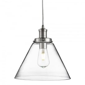 3228CC Pyramid Single Light Ceiling Pendant in Polished Chrome Finish With Clear Glass Shade