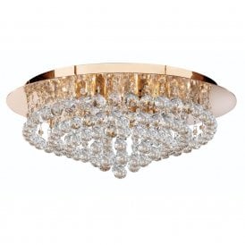 3408-8GO Hanna 8 Light Crystal Semi Flush Ceiling Fitting in Gold Finish