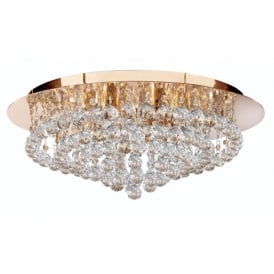 3408-8GO Hanna 8 Light Crystal Semi Flush Ceiling Fitting in Gold Finish