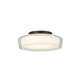 400612 Searchlight Puck LED Bathroom Flush Ceiling Fitting In Matt Black Finish