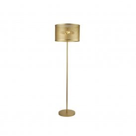 400616 Searchlight Fishnet 2 Light 44Floor Lamp in Matt Gold Finish