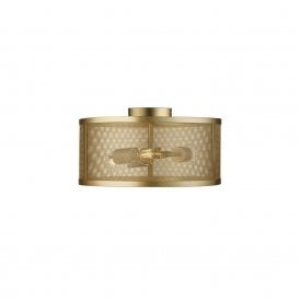 400617 Searchlight Fishnet 3 Light Semi-Flush Ceiling Fitting In Matt Gold Finish