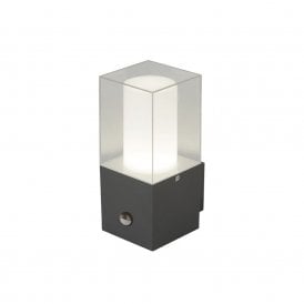 400641 Granada Single Light Outdoor Wall Fitting with PIR Sensor in Grey Finish And Polycarbonate Diffuser