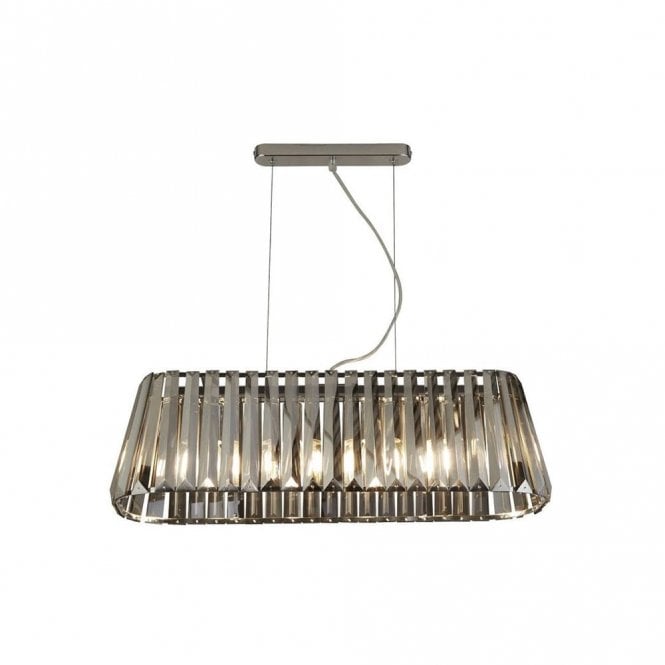 Searchlight Lighting 46487 Sienna 4 Light Glass Ceiling Bar Pendant Light With Smoked Faceted Glass Shade