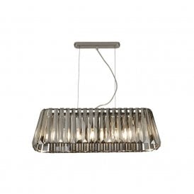 46487 Sienna 4 Light Glass Ceiling Bar Pendant Light With Smoked Faceted Glass Shade