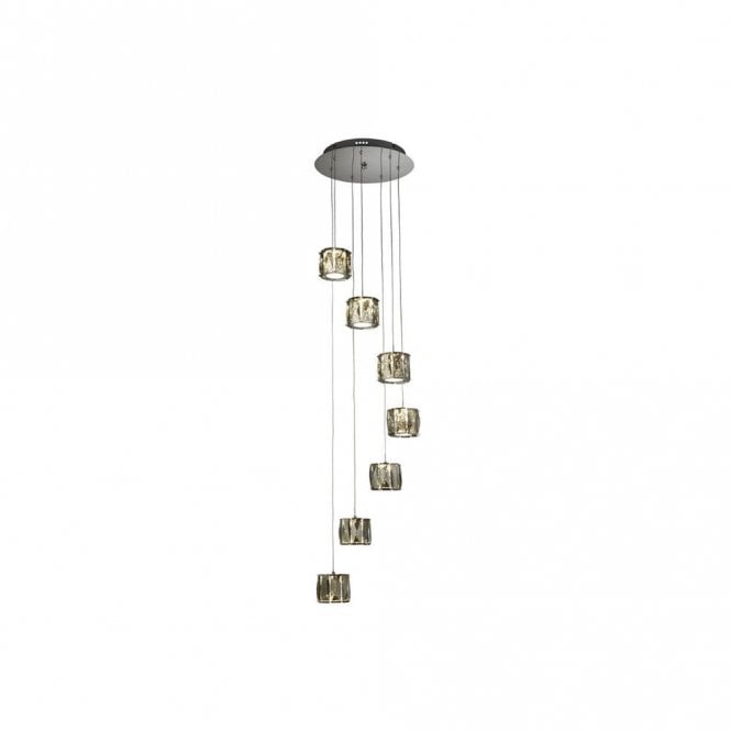 Searchlight Lighting 46489 Margot 7 Light LED Cascade Ceiling Pendant In Polished Chrome Finish With Smoked Glass Shades