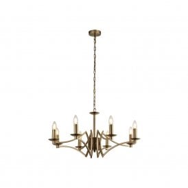 47165 Searchlight Ascot 8 Light Chandelier in Antique Brass Finish