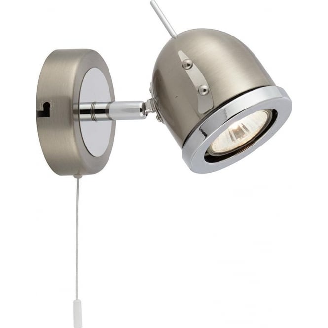 Searchlight Lighting 4921SS Palmer Single Light Switched Circular Spotlight Wall Fitting in a Satin Silver Finish