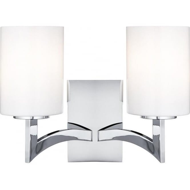 Searchlight Lighting 4992-2CC Gina 2 Light Wall Fitting in Polished Chrome Finish With Opal White Glass Shades