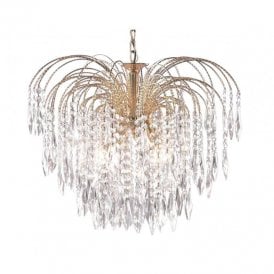 5175-5 Waterfall Crystal 5 Light Brass Fitting