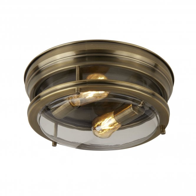 Searchlight Lighting 5182AB 2 Light Bathroom Ceiling Fitting in Antique Brass Finish