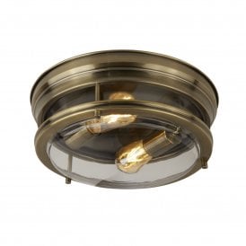 5182AB 2 Light Bathroom Ceiling Fitting in Antique Brass Finish
