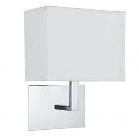 5519CC Single Light Switched Wall Fitting in Polished Chrome Finish and White Fabric Shade