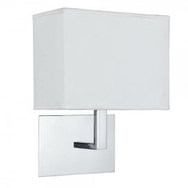 5519CC Single Light Switched Wall Fitting in Polished Chrome Finish and White Fabric Shade