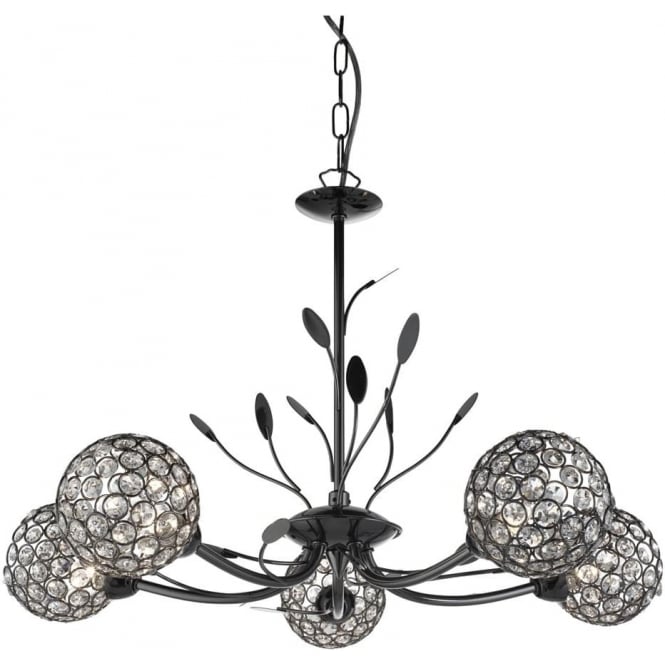 Searchlight Lighting 5575-5BC Bellis II 5 Light Ceiling Pendant In Black Chrome Finish