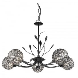 5575-5BC Bellis II 5 Light Ceiling Pendant In Black Chrome Finish