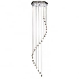 5742CC Spiral Chrome 5 Light Fitting With Crystals Balls