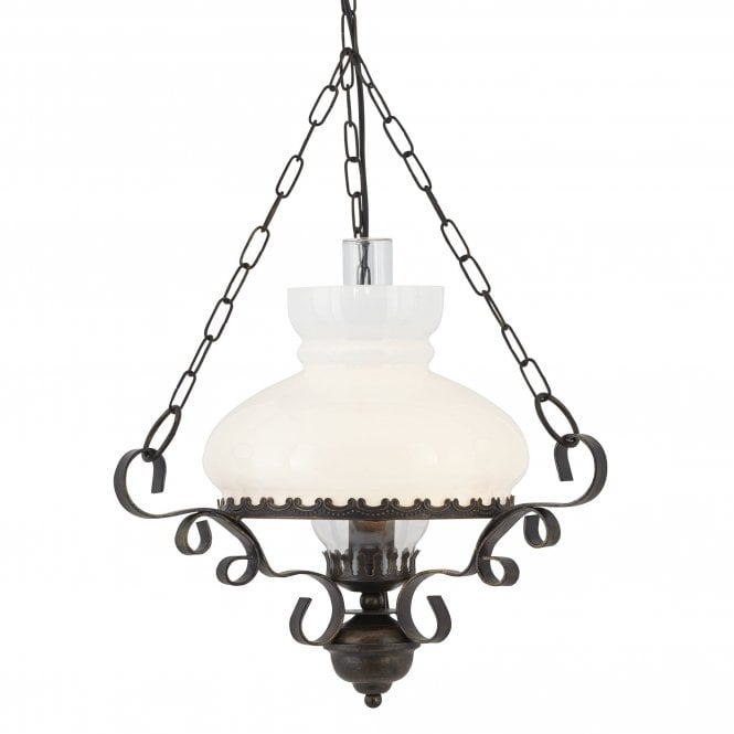 Searchlight Lighting 576RU Oil Lantern Single Light Ceiling Pendant with Antique Rust Finish