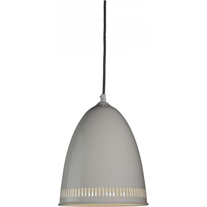 Searchlight Lighting 5933CR Single Light Metal Ceiling Pendant In Cream Finish With White Inner