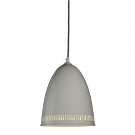5933CR Single Light Metal Ceiling Pendant In Cream Finish With White Inner