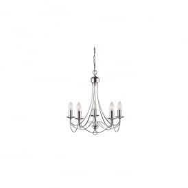 6345-5SS Maypole 5 Light Ceiling Fitting in Satin Silver Finish
