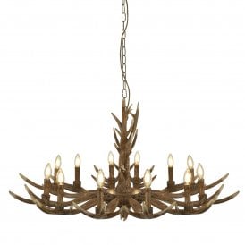 6416-12BR Stag 12 Light Ceiling Fitting in Rustic Brown Finish