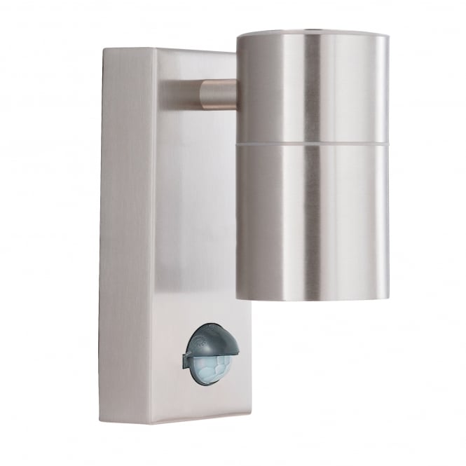 Searchlight Lighting 7008-1SS-LED Single Light Outdoor Wall Fitting With Motion Sensor In Satin Silver Finish